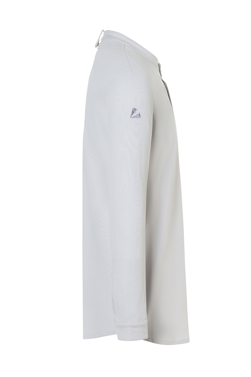 Langarmshirt, Polohemd, hellesgrau, Logo, Oberteil