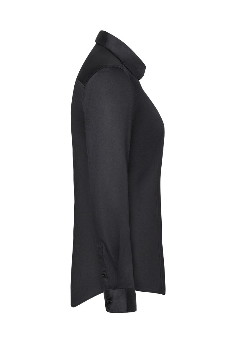 Langarm Damenbluse Active-Stretch in schwarz, leicht tailliert