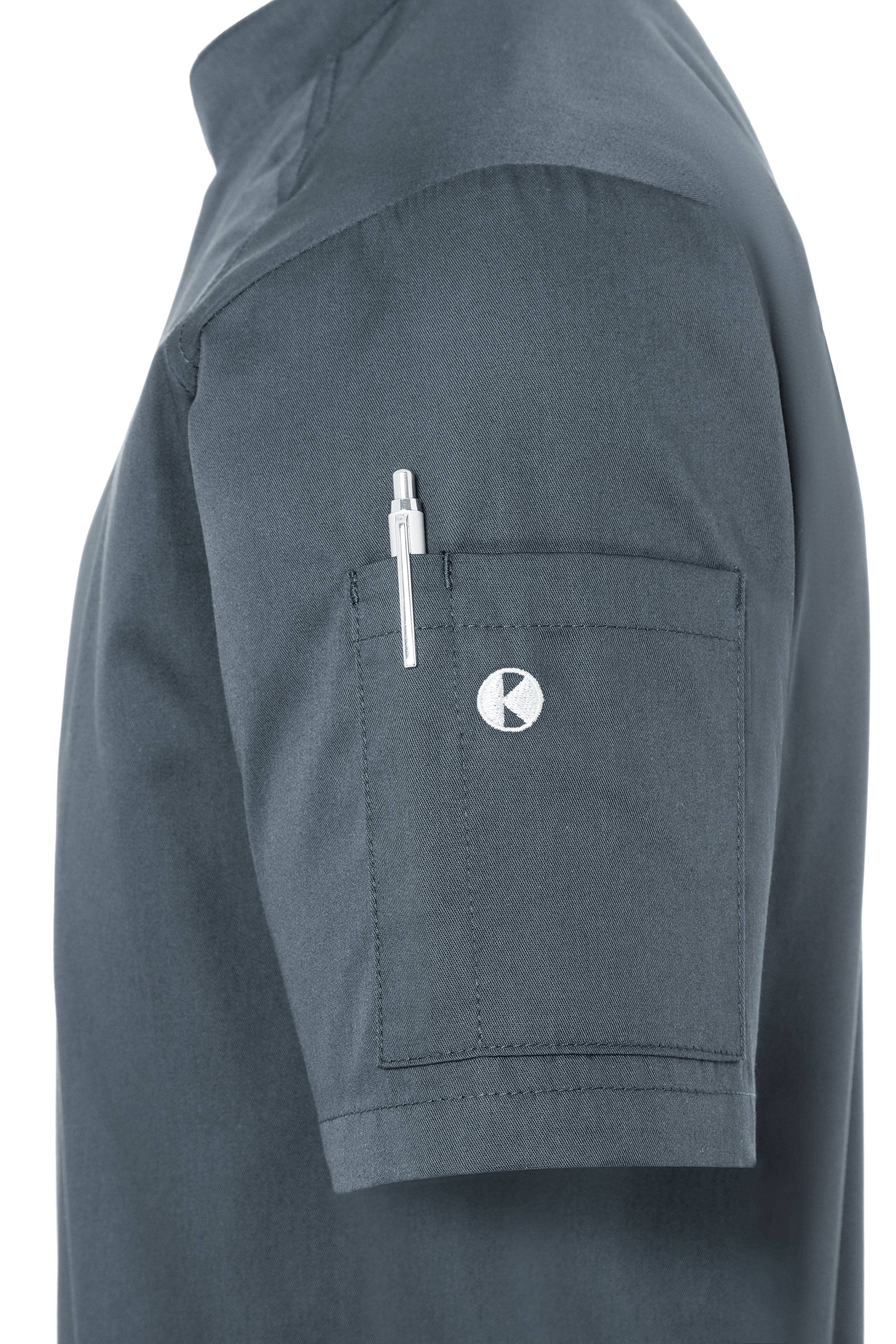 Kurzarm Herren-Kochjacke Modern-Look in anthrazit, leicht tailliert