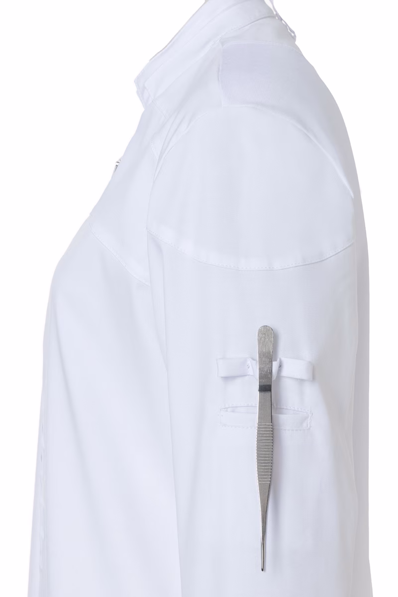 Laborkittel, Weißer Kittel, Stiftschlitzentasche, Stiftschlaufe, Metallstift, Laborkittel, weißer Kittel, Tolle Tasche, Stiftschlaufe, Metallstift