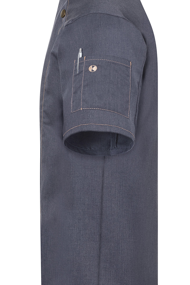 Kurzarm Herren-Kochjacke Jeans-Style, leicht tailliert