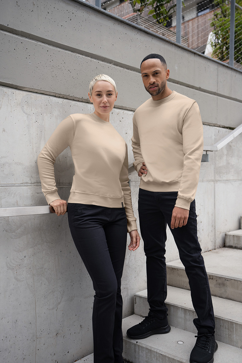 Sweatshirt, Beige, Long-sleeve, Couple, Unisex