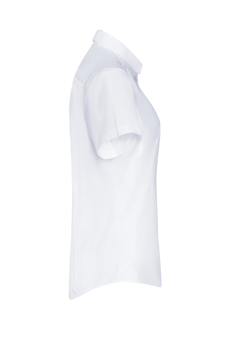 Women's Short-Sleeve Work Blouse Active-Stretch in white, slightly fitted