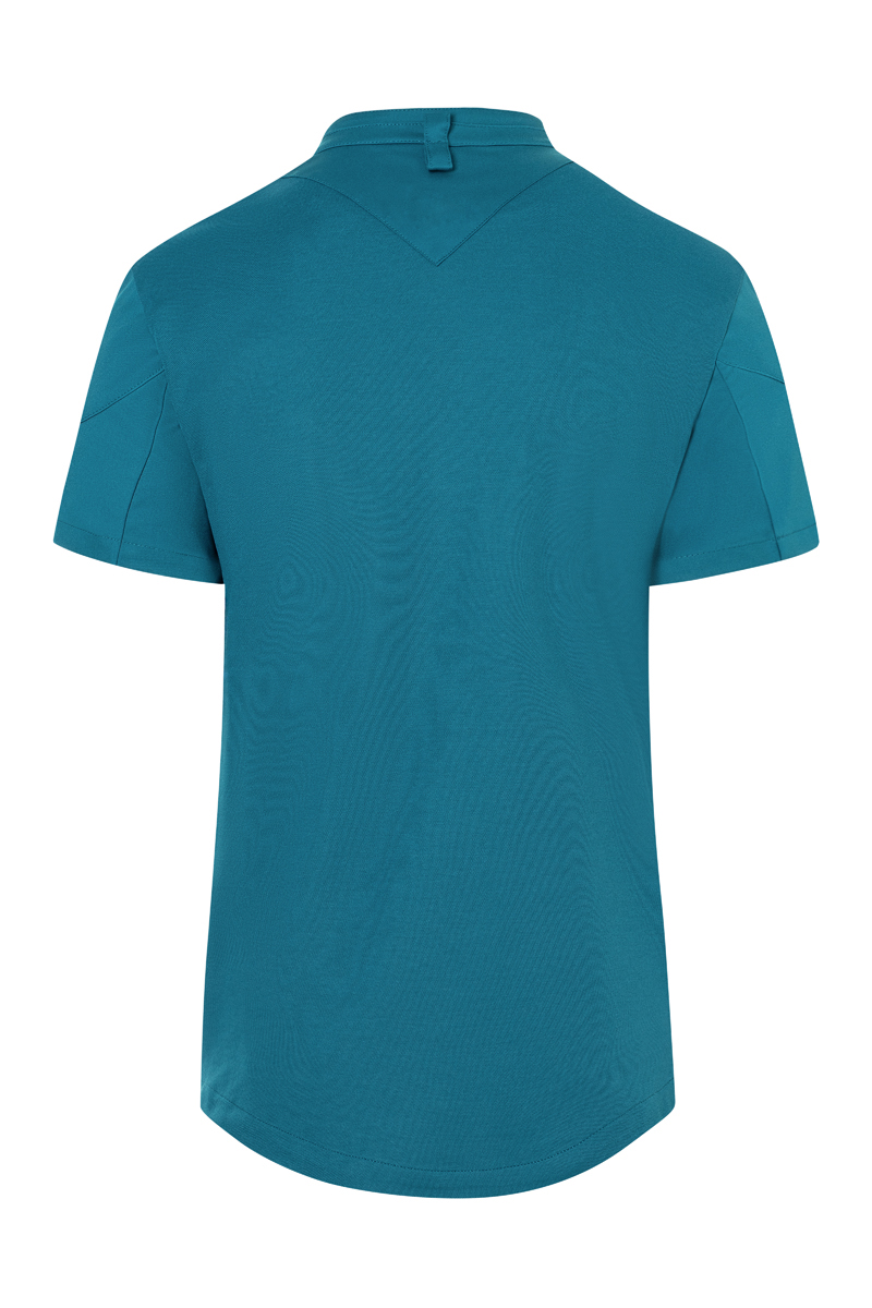 T-shirt, Kragen, Kurzarm, Teal, Unifarben