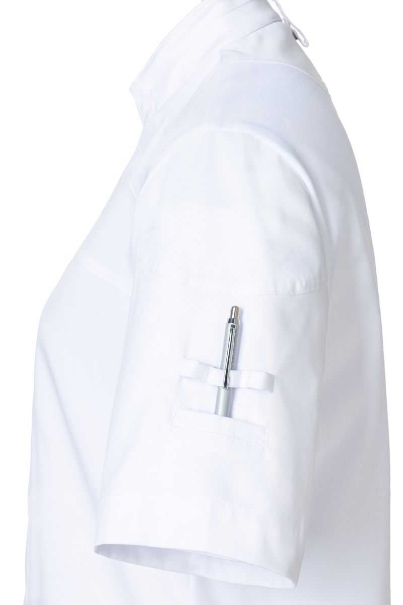 weiße, kurzarm, Polo, Brusttasche, Stift