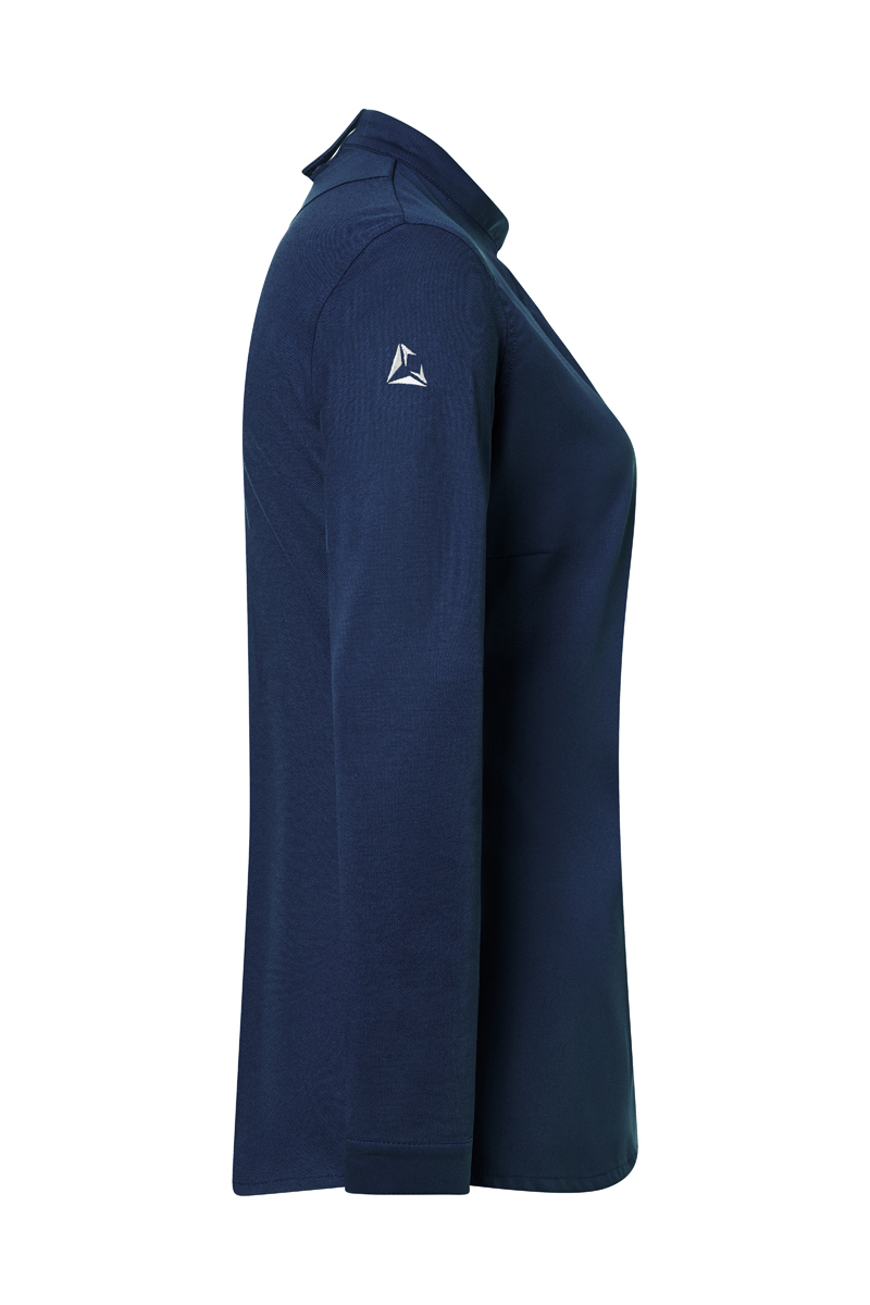 damen shirt, langarm, dunkelblau, poloshirt, logo-non-brand, damen polo, langarmshirt, navy, polyester, logo