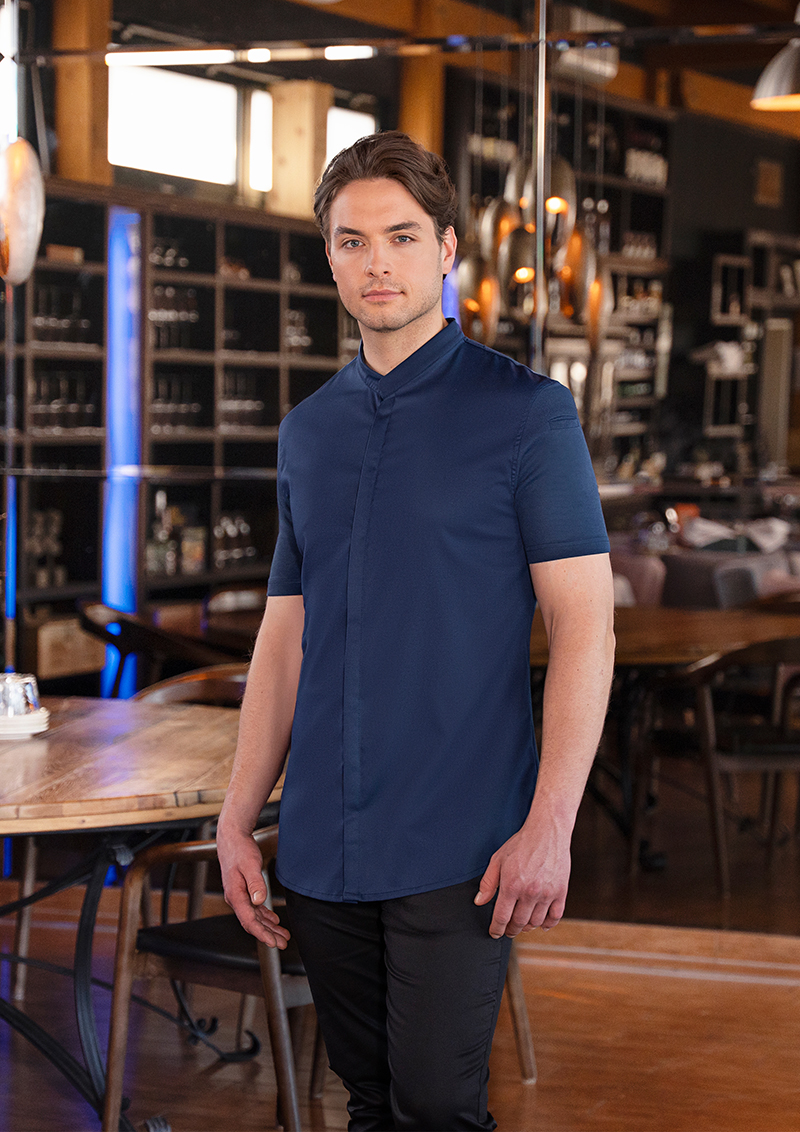 Hemd, Kurzarm, Navy, Uni, Modische Kleidung