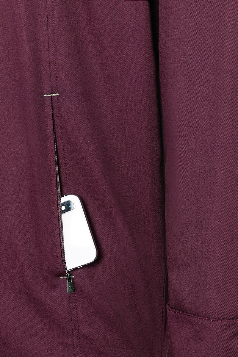 Langarm Herren-Kochjacke Green Generation in aubergine, leicht tailliert