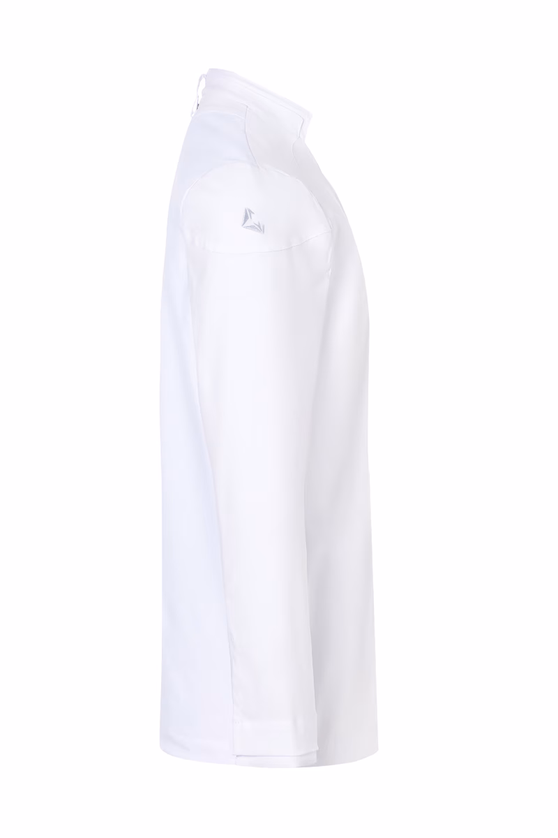 weiß, leichte jacke, langarm, hochkragen, logostickerei