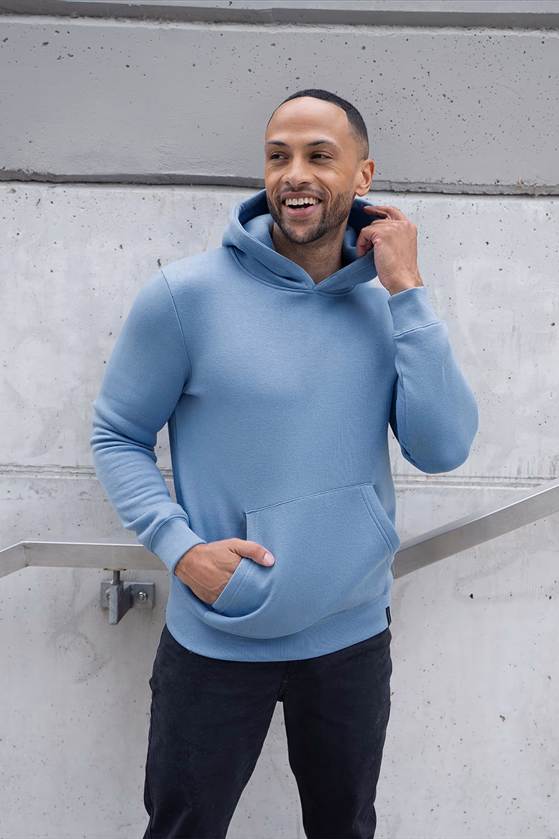 Hoodie, Pullover, Kapuze, Kanguru-Tasche, Blau, Hoodie, Pullover, Kapuze, Kanguru, Baumwolle