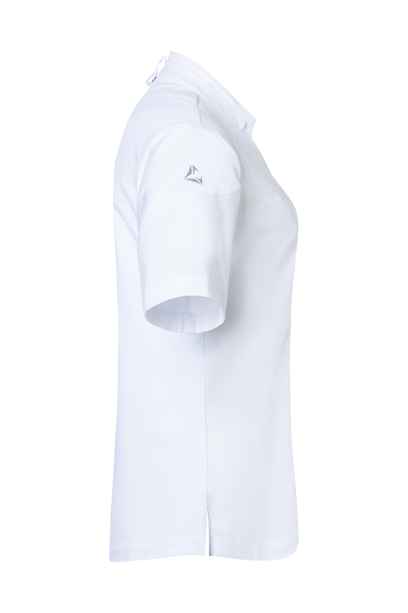 polo, t-shirt, kurzarm, weiß, logo