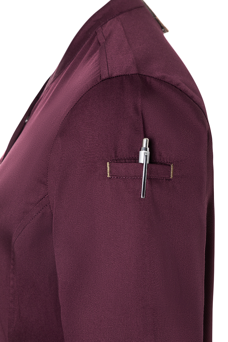 Langarm Damen-Kochjacke Green Generation in aubergine, leicht tailliert