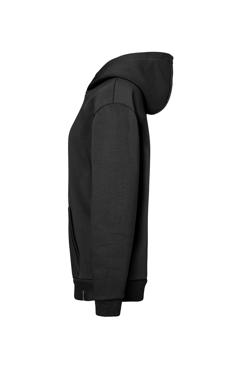 Kapuzenpullover, schwarz, Langarm, Kängurutasche, Rippbündchen