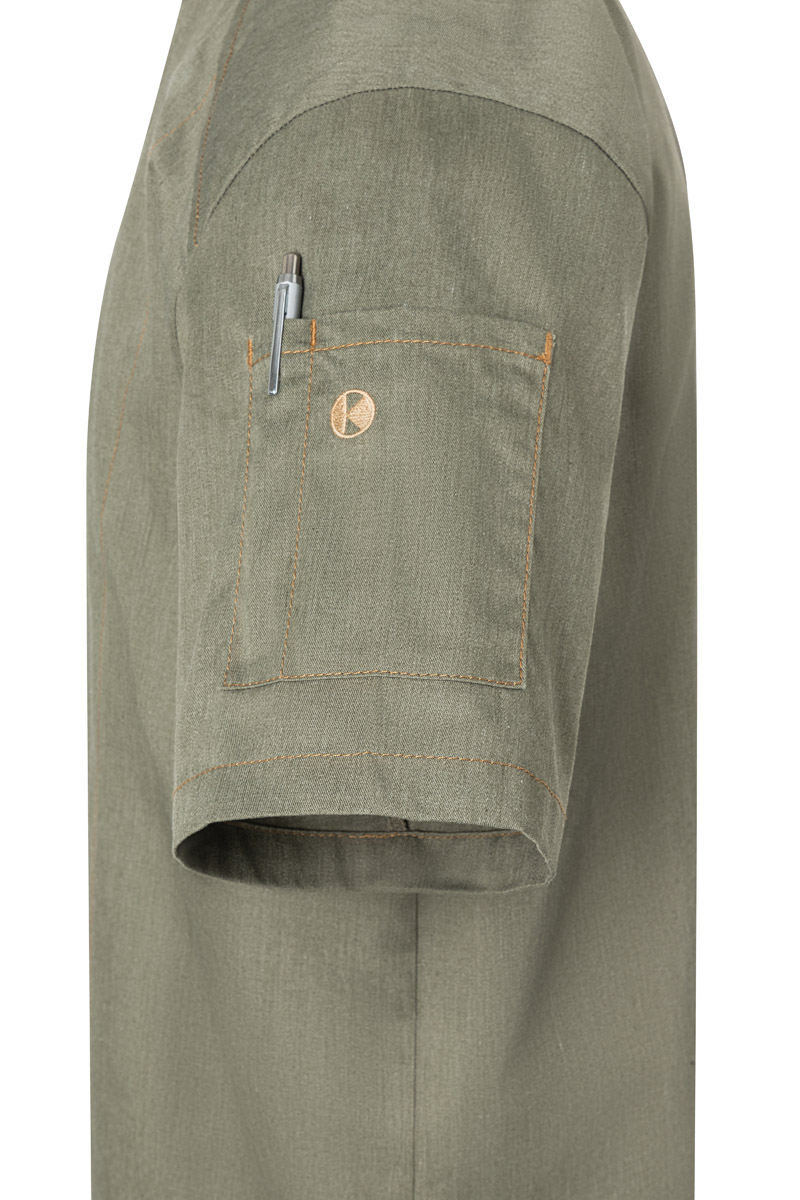 Kurzarm Herren-Kochjacke Jeans-Style, leicht tailliert