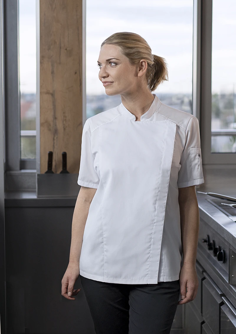 Kurzarm Damenkochjacke Modern-Look Kurzarm Damenkochjacke Modern-Look
