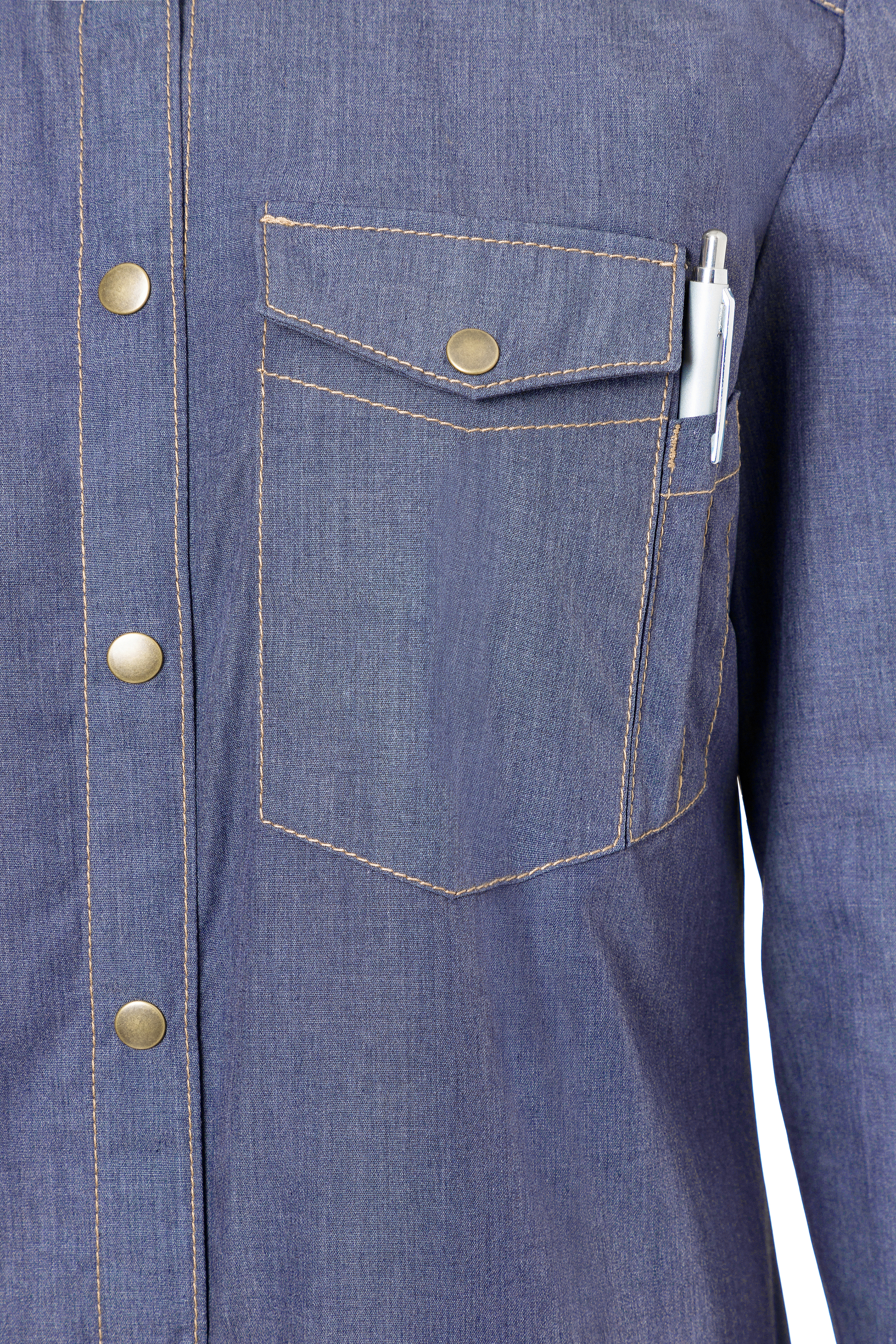 Women's Long-Sleeve Chef Shirt Jeans-Style Slim Fit