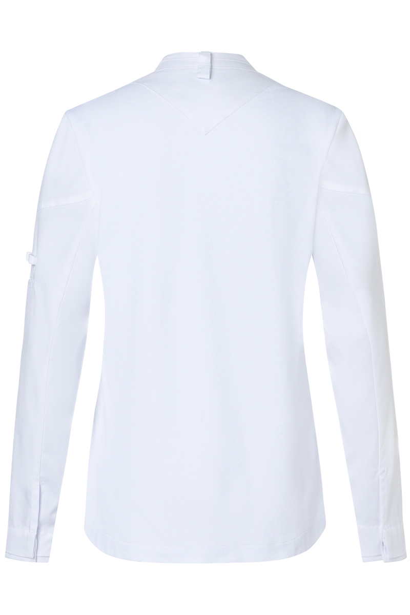 Hemd, Weiße Bluse, Langarm, V-Ausschnitt Rückseite, Knopflose Rückseite, weiße bluse, halsausschnitt v-form, langarm, knopflose-rote, backview, langeärmlig, weiß, Bluse, V-Ausschnitt, Kragendetails
