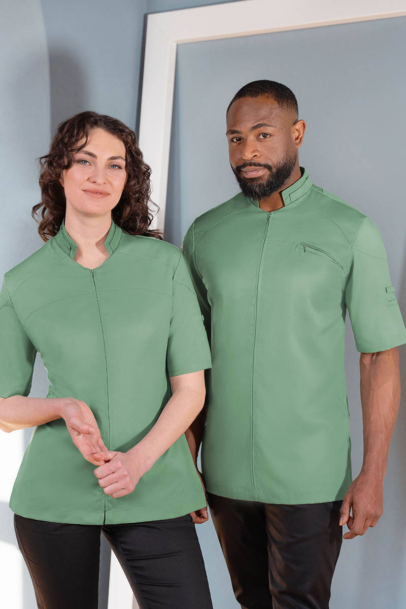 Uniform, Medizinische Scrubs, Grüne Oberteil, Kurzarm, Reißverschluss-Tasche, Uniform, Scrubs, Green, Short Sleeves, Unisex, uniform, scrub top, grün, kurzarm, unisex