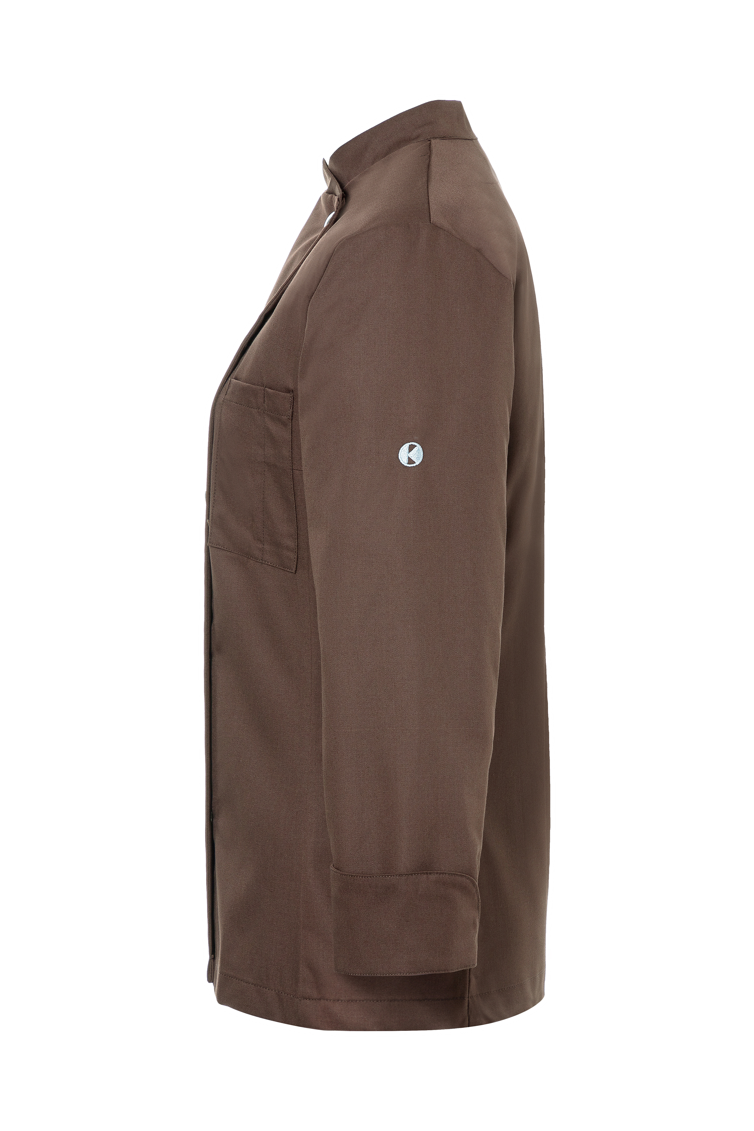 Women's Long-Sleeve Chef Jacket Larissa in light brown, slightly fitted