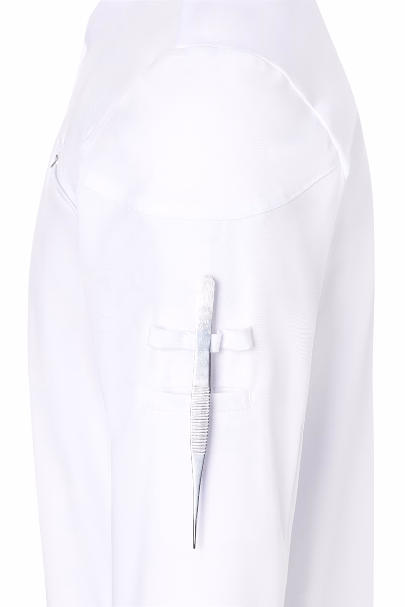 weiß, Langarm, Reißverschluss, Tasche, Nahtverarbeitung