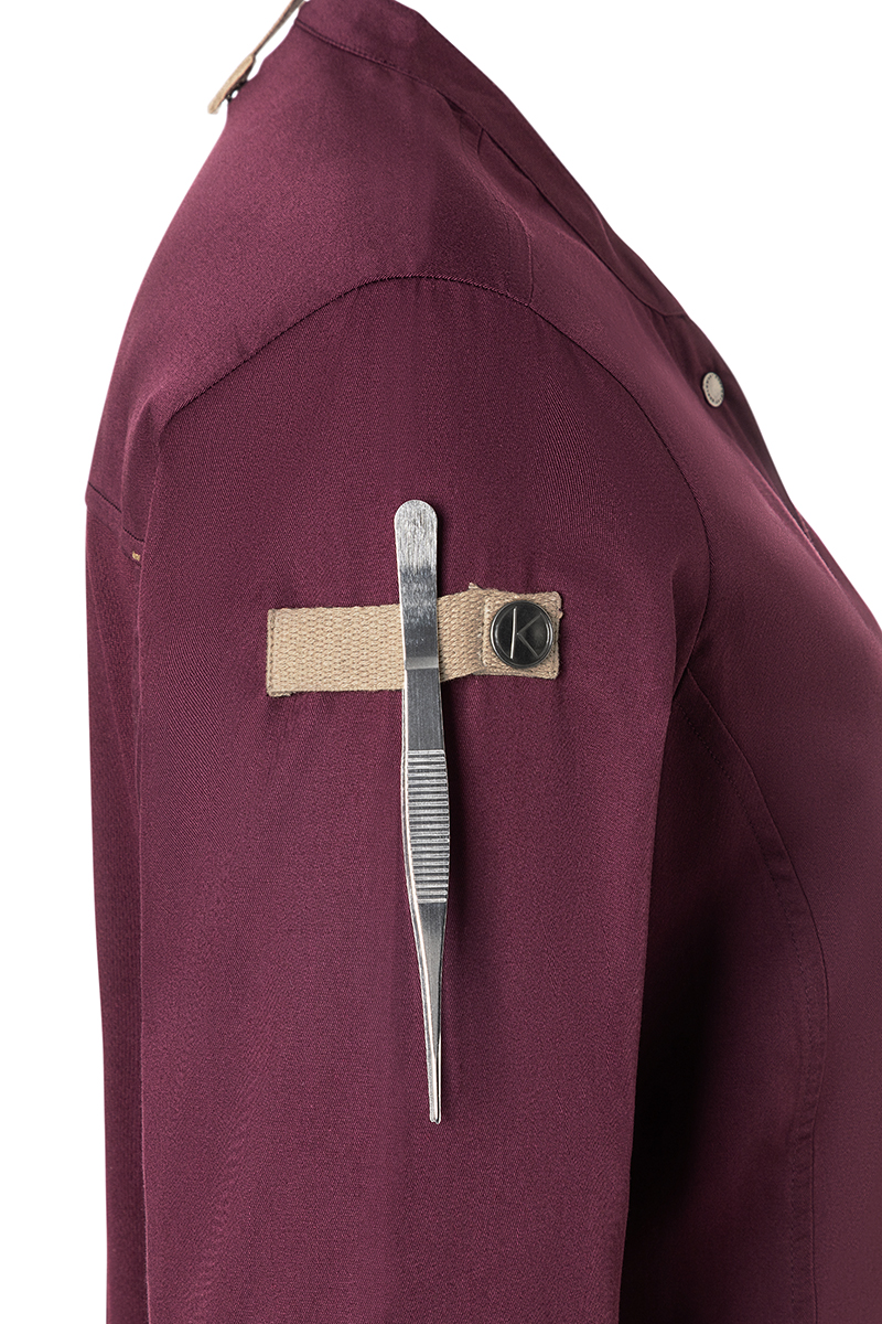 Langarm Damen-Kochjacke Green Generation in aubergine, leicht tailliert
