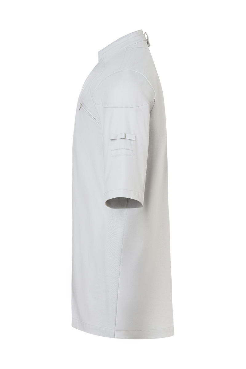 Kurzarm-Kleid, Beige, Knopflose Schulter, Seitentasche, Ringelung/Struktur