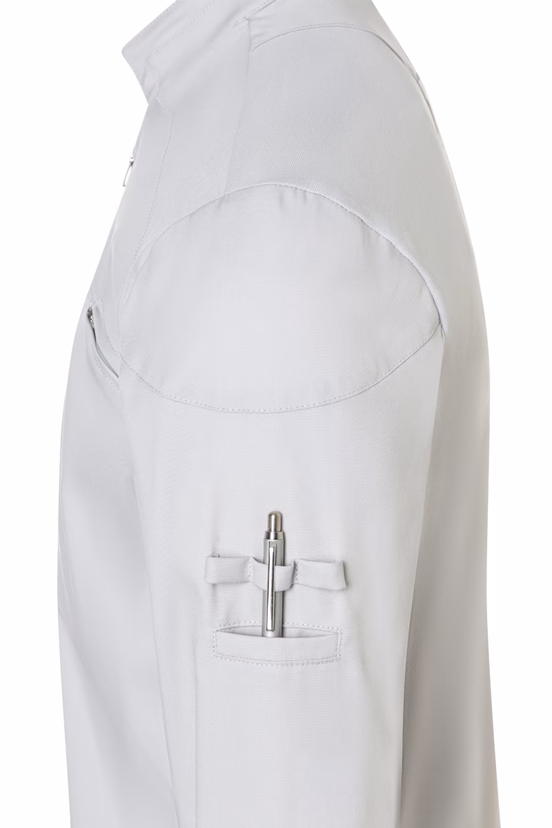 weiß, Jacke, Armaufsatz, Schulterpolster, Stiftfach, Lapel, Brusttasche, Reißverschluss-Tasche, Stiftetasche, Hellgrau