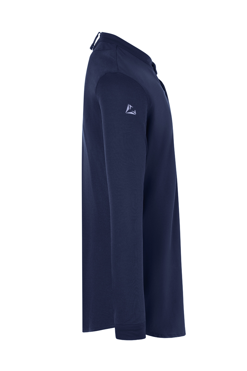 Polohemd, Navy, Langarm, Kragen, Logo