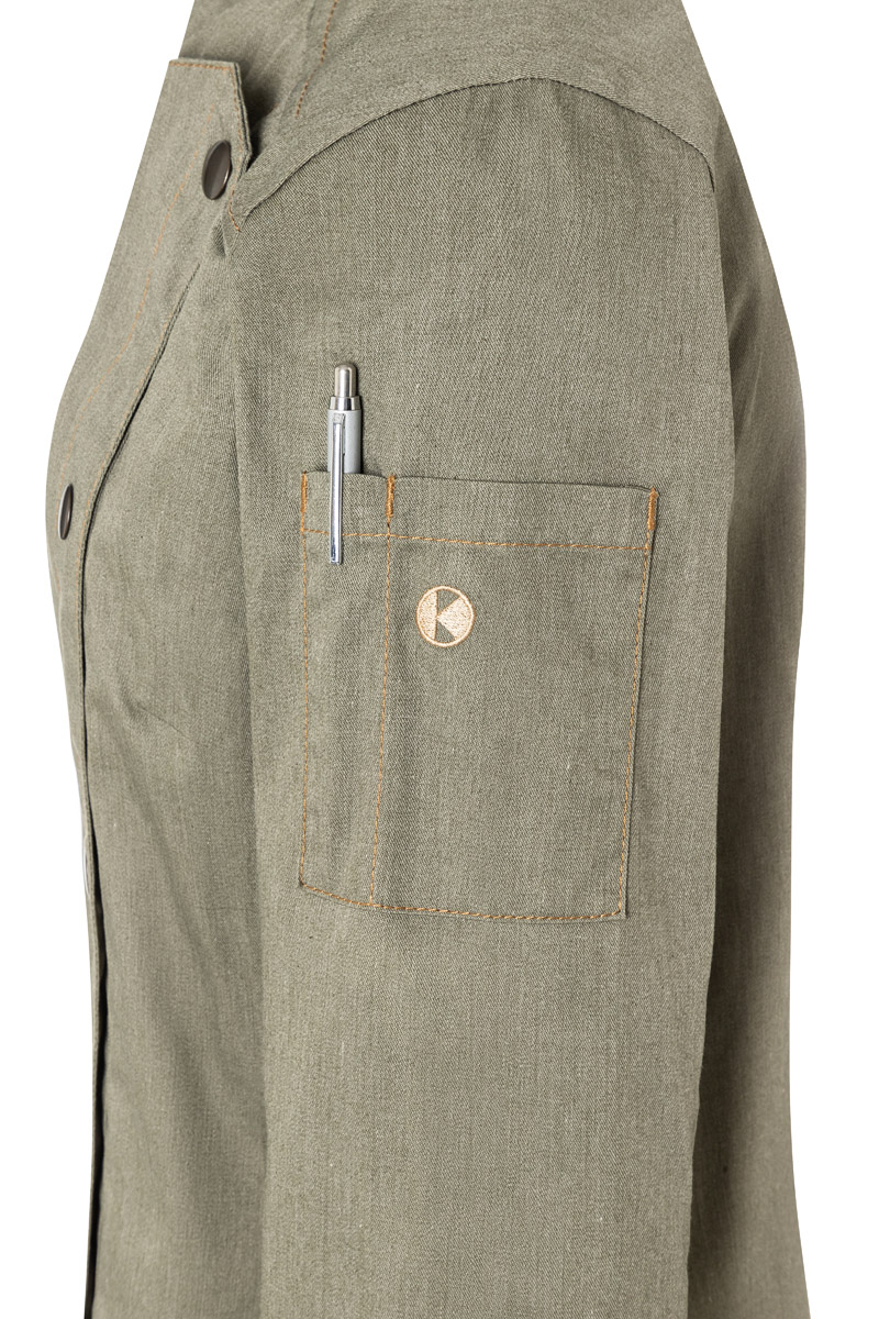 Langarm Damen-Kochjacke Jeans-Style, leicht tailliert