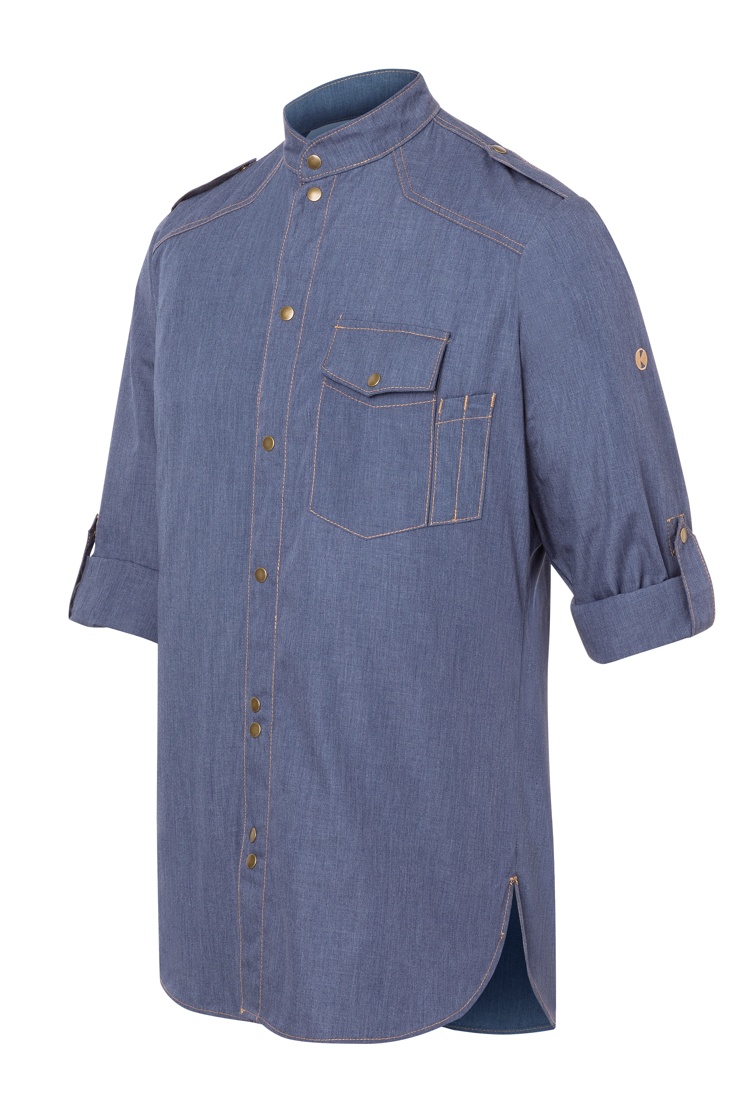 Langarm Herren-Kochhemd Jeans-Style, leicht tailliert
