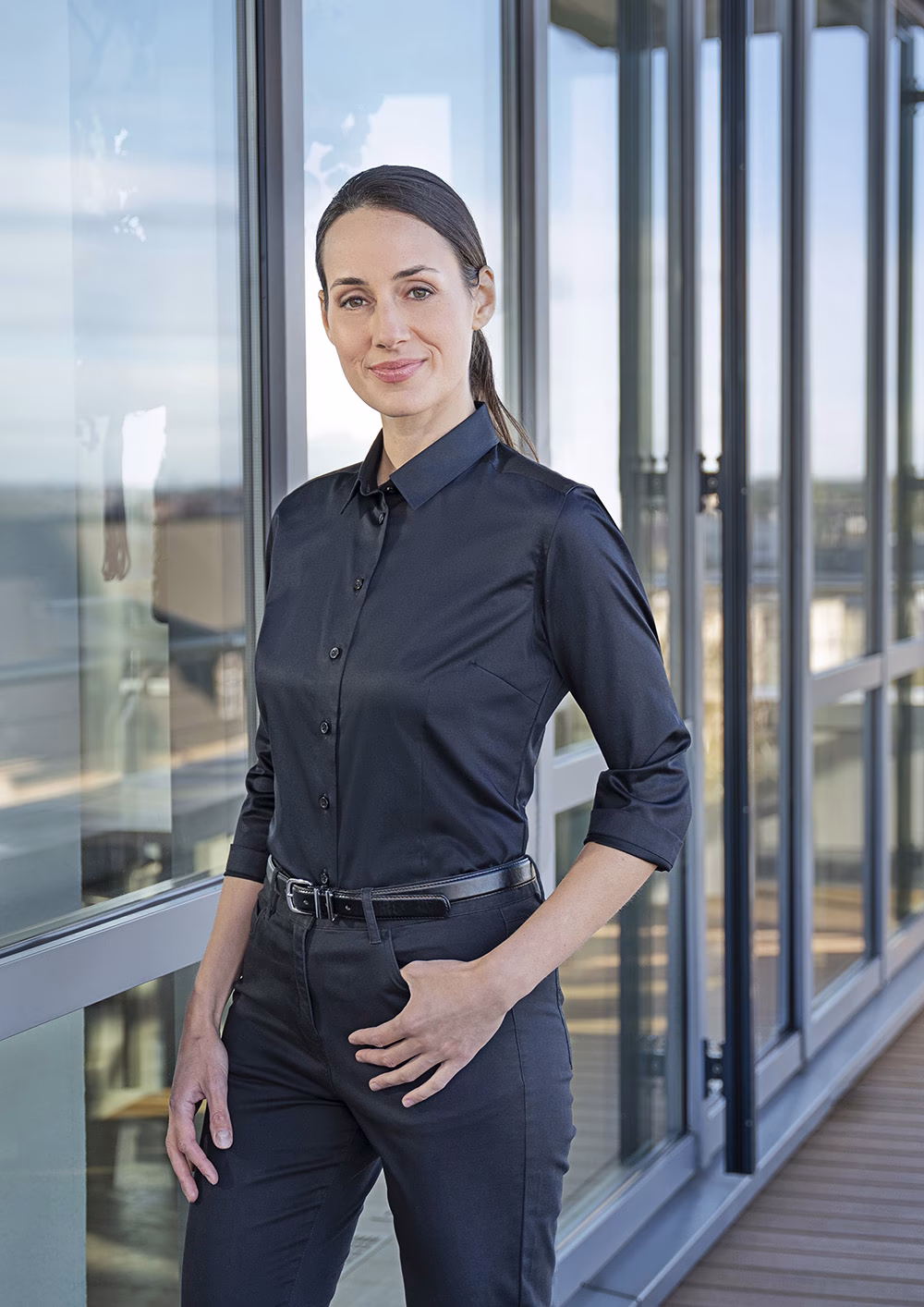 Damenbluse Active-Stretch mit 3/4-Ärmeln in Slim-Fit