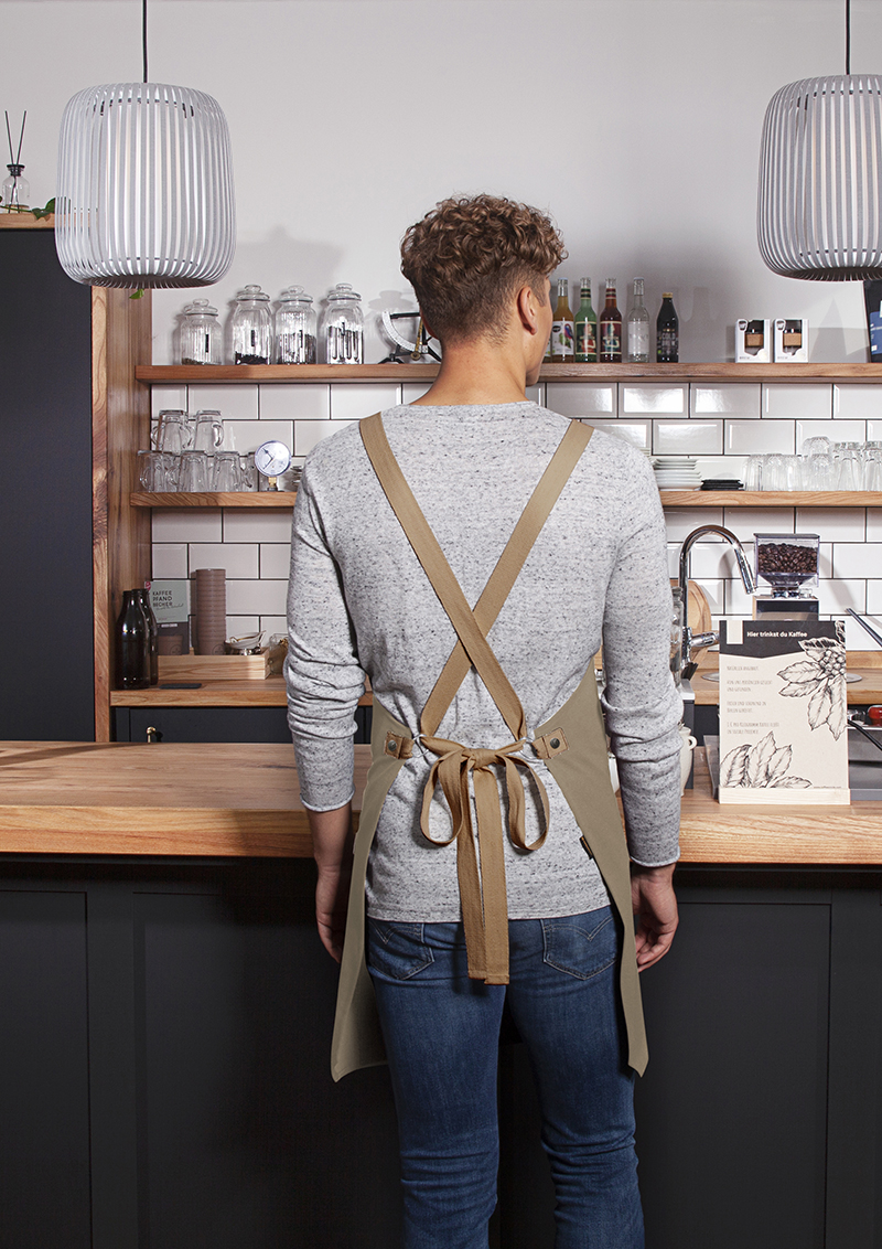 Bib Apron Urban-Look with Cross Straps and Pocket