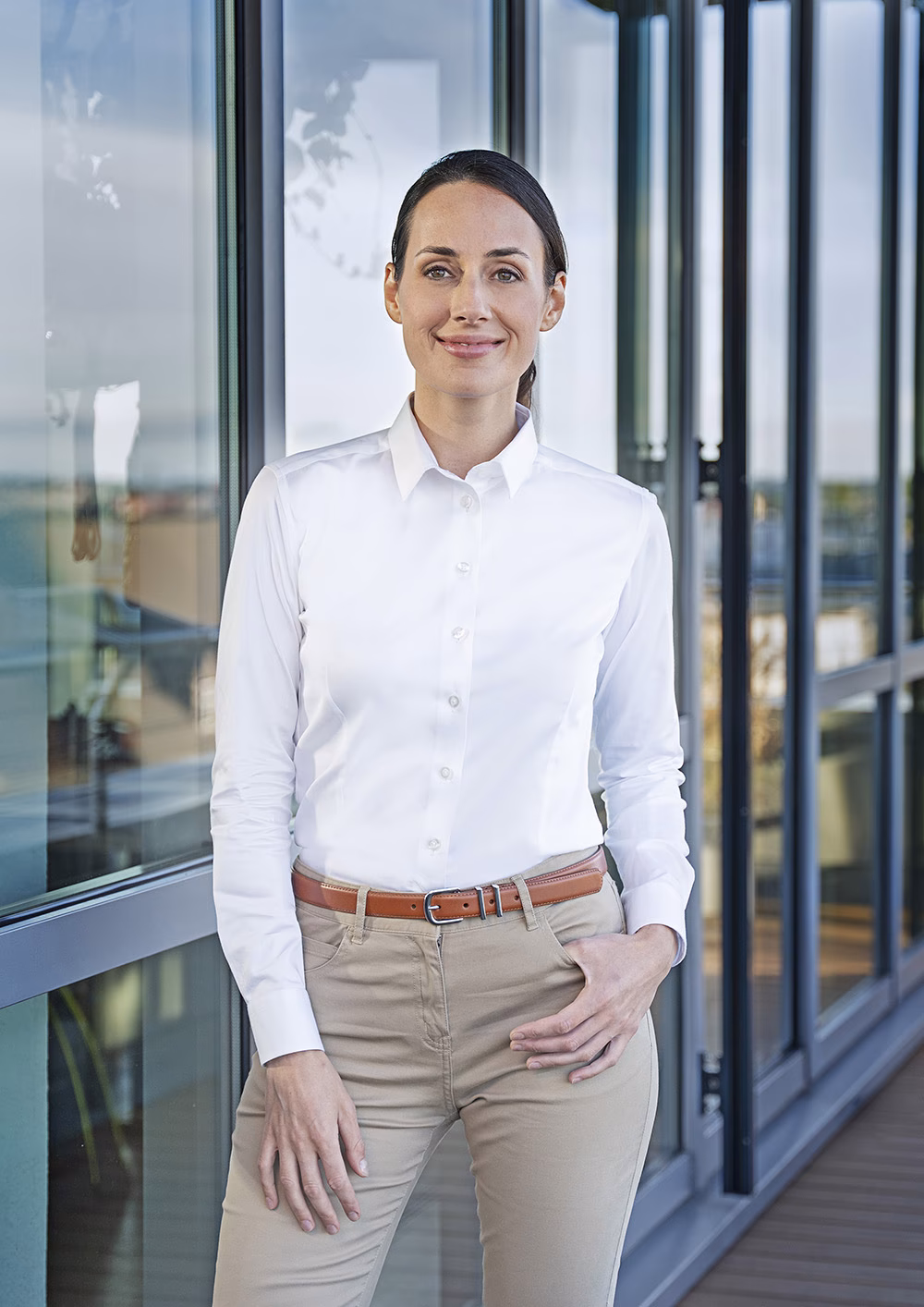 Long-Sleeve Ladies' Blouse Active-Stretch with modern fit