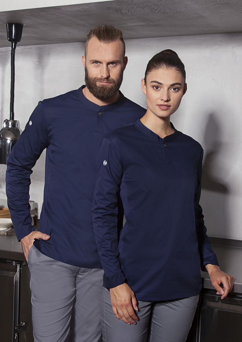 Langarm Damen-Arbeitsshirt Performance in marine, Slim Fit