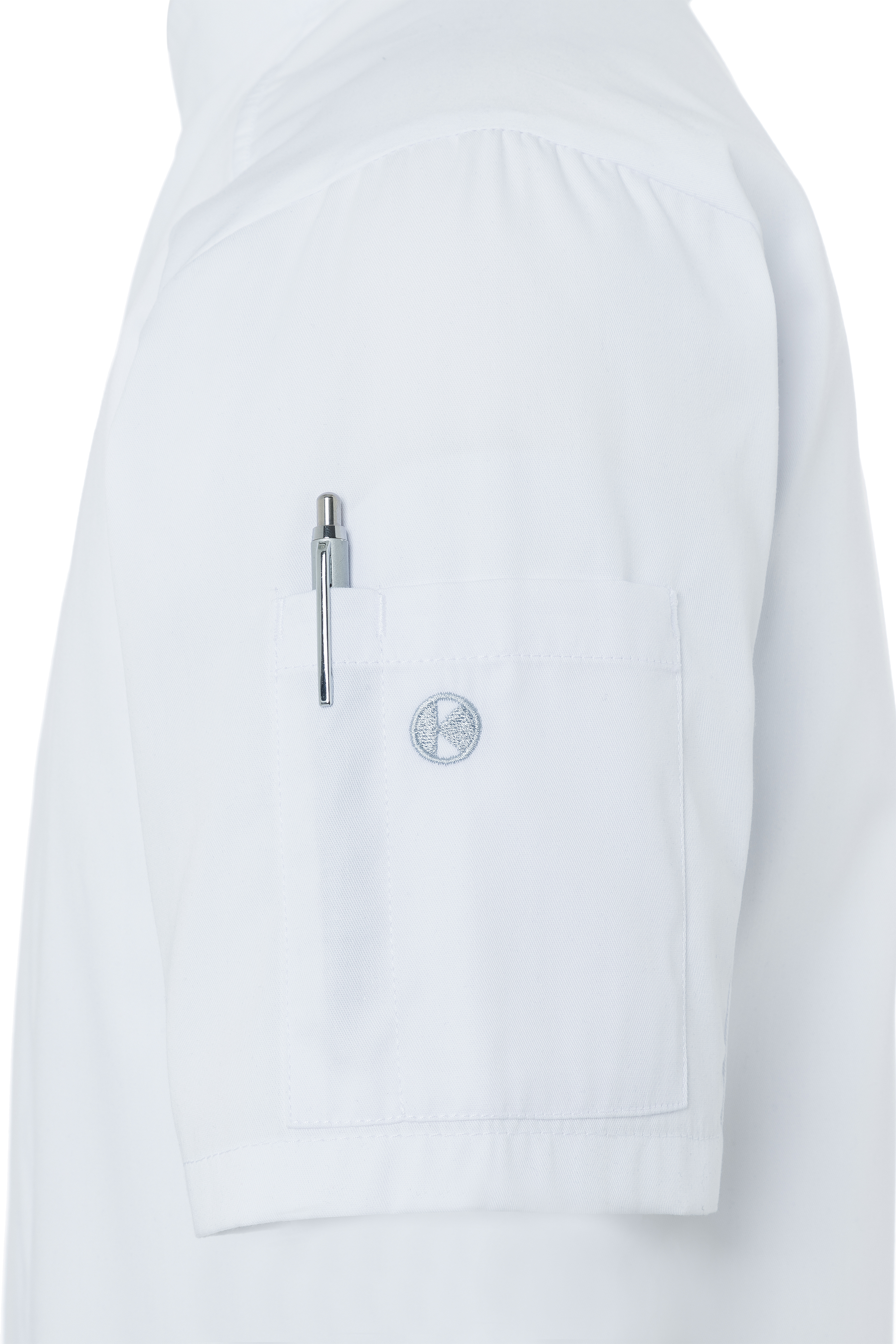 Kurzarm Herren-Kochjacke Modern-Look in weiß, leicht tailliert