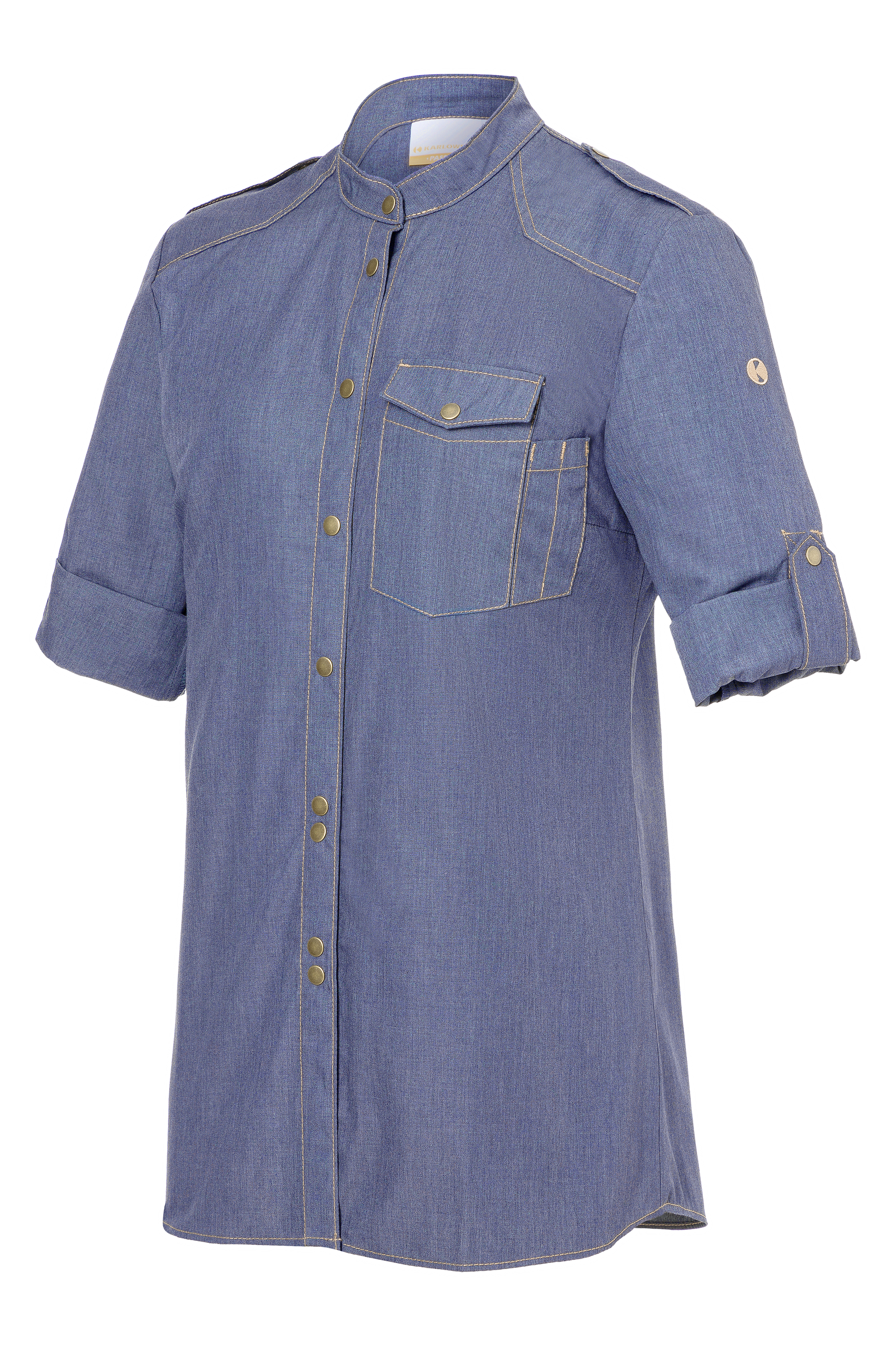 Women's Long-Sleeve Chef Shirt Jeans-Style Slim Fit