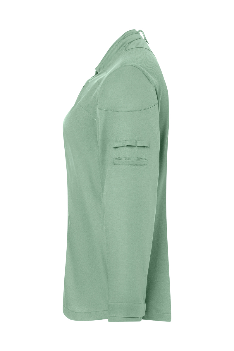 Bluse, Langärmlig, Pastellgrün, Knopfloch, Armtasche, bluse, langarm, turndown-kragen, passe, mangeltaschen, Bluse, Langarm, Knopfleiste, Paspelierte Taschen, Kollektion: grün, langenarm, baumwolle, grün, pocketlos, midi
