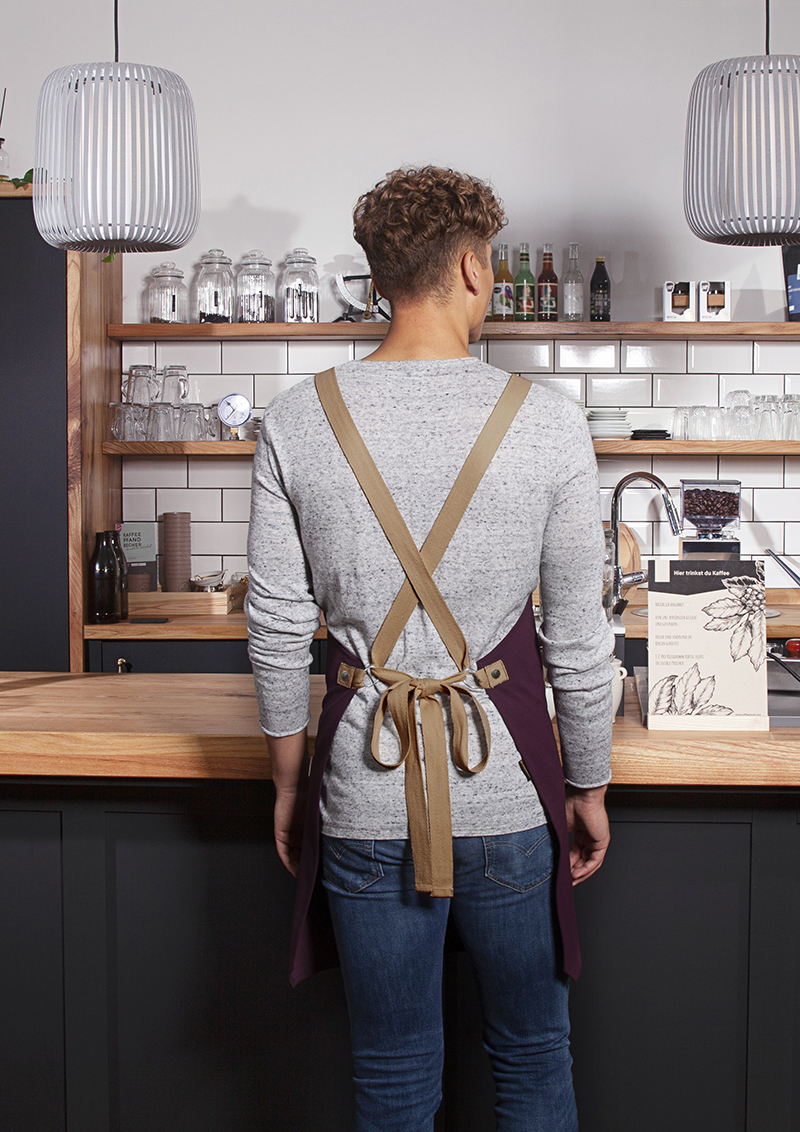 Bib Apron Urban-Look with Cross Straps and Pocket