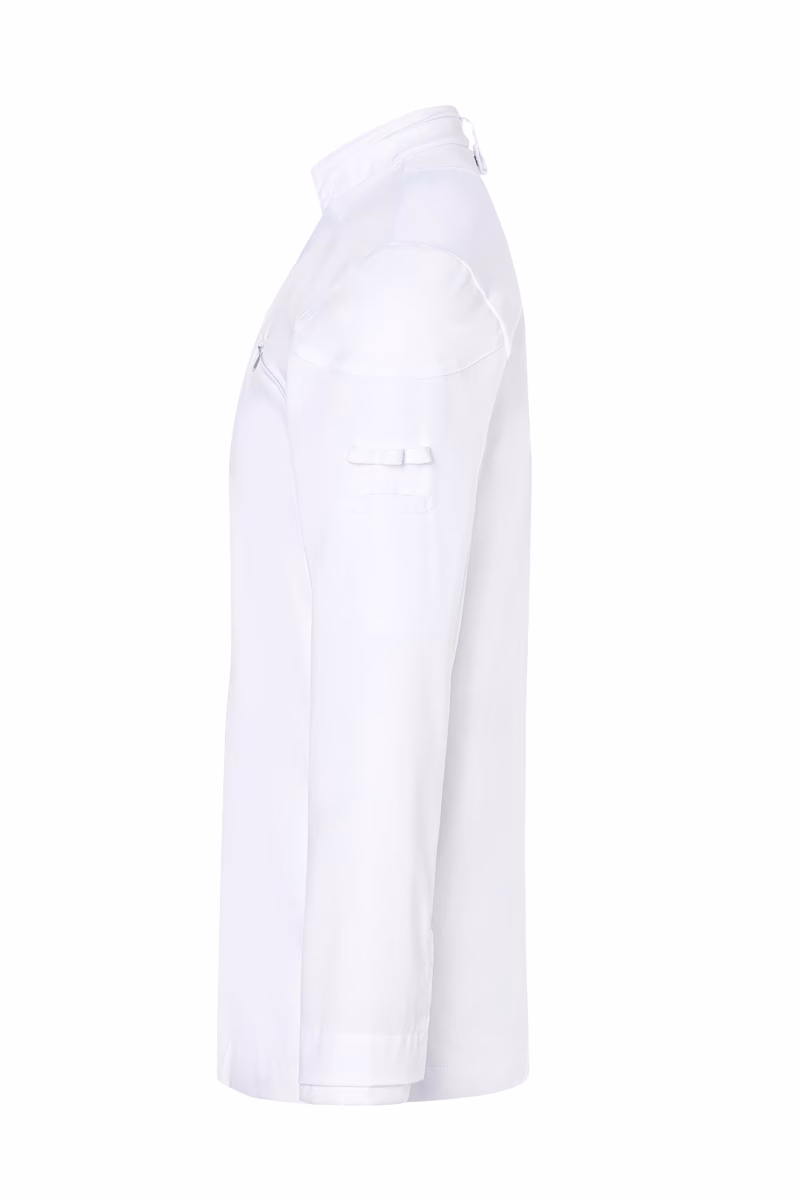 Hemdjacke, Weiß, Langarm, Brusttasche, Riegel