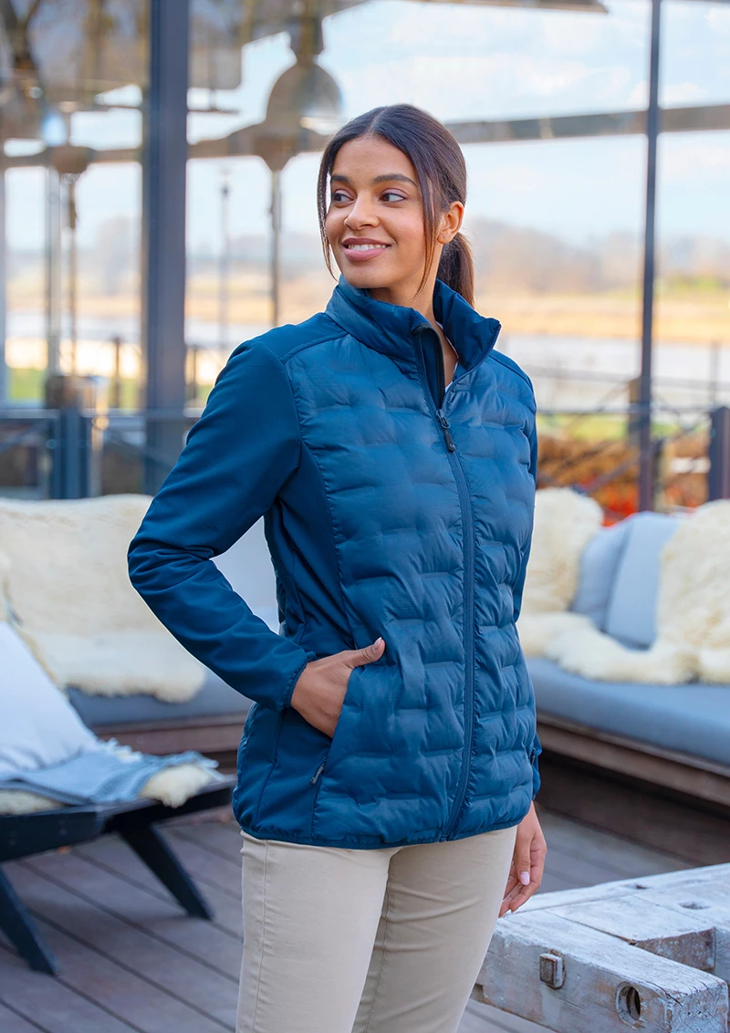 Women's Hybrid Jacket Outdoor-Pro, from Sustainable Material, 78% GRS Certified Recycled Polyester / 19% Polyester / 3% Elastane