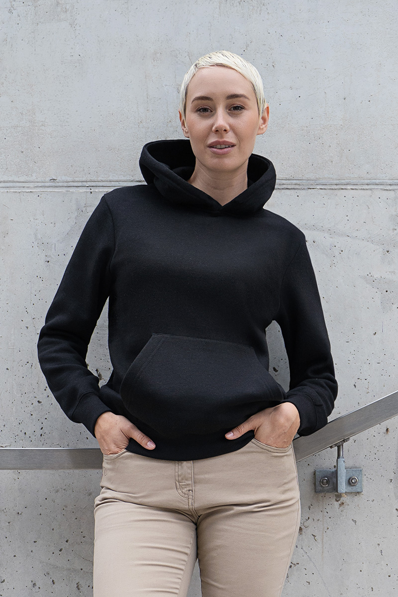 Hoodie, Schwarzer Hoodie, Kängurutasche, Langärmlig, Freizeitbekleidung, Hoodie, Kangaroo-Tasche, Schwarz, Baumwolle?/Faser, Pullover, hoodie, schwarz, Pullover, Kapuze, Tasche, Hoodie, Schwarzer Hoodie, Kangaroo-Tocket, Rundhals, Pullover