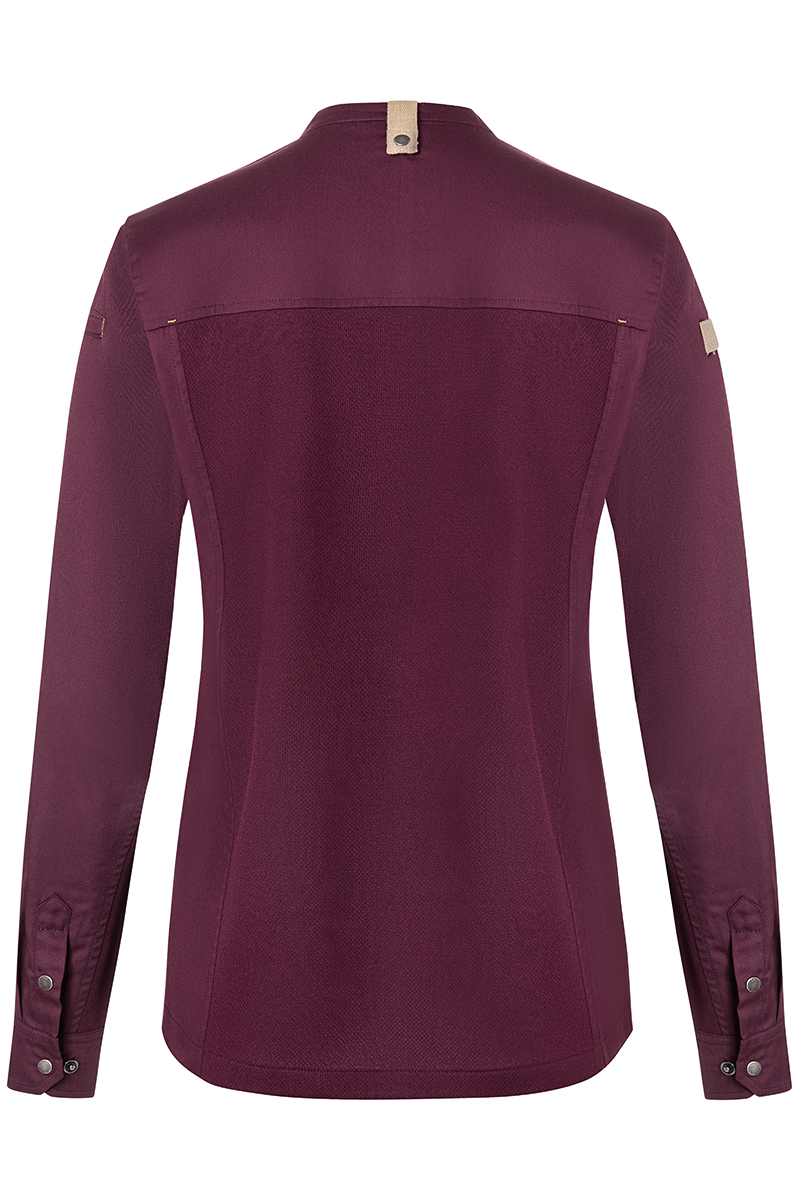 Langarm Damen-Kochjacke Green Generation in aubergine, leicht tailliert