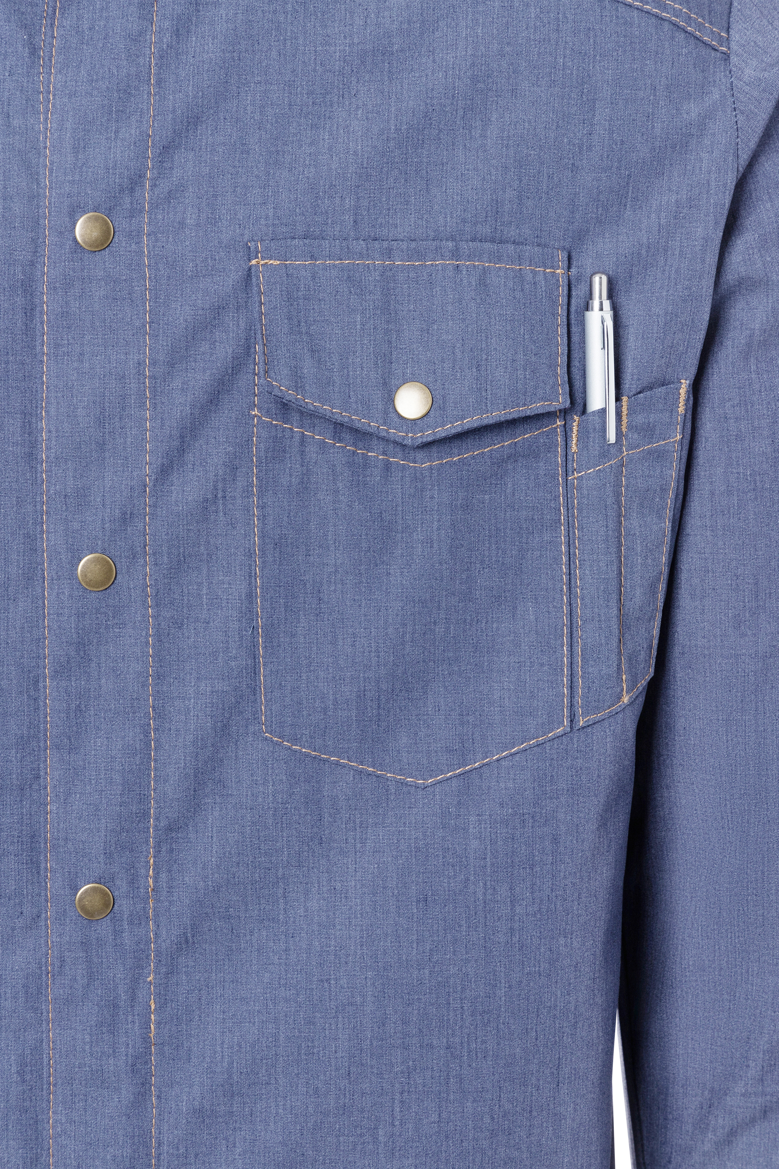Langarm Herren-Kochhemd Jeans-Style, leicht tailliert