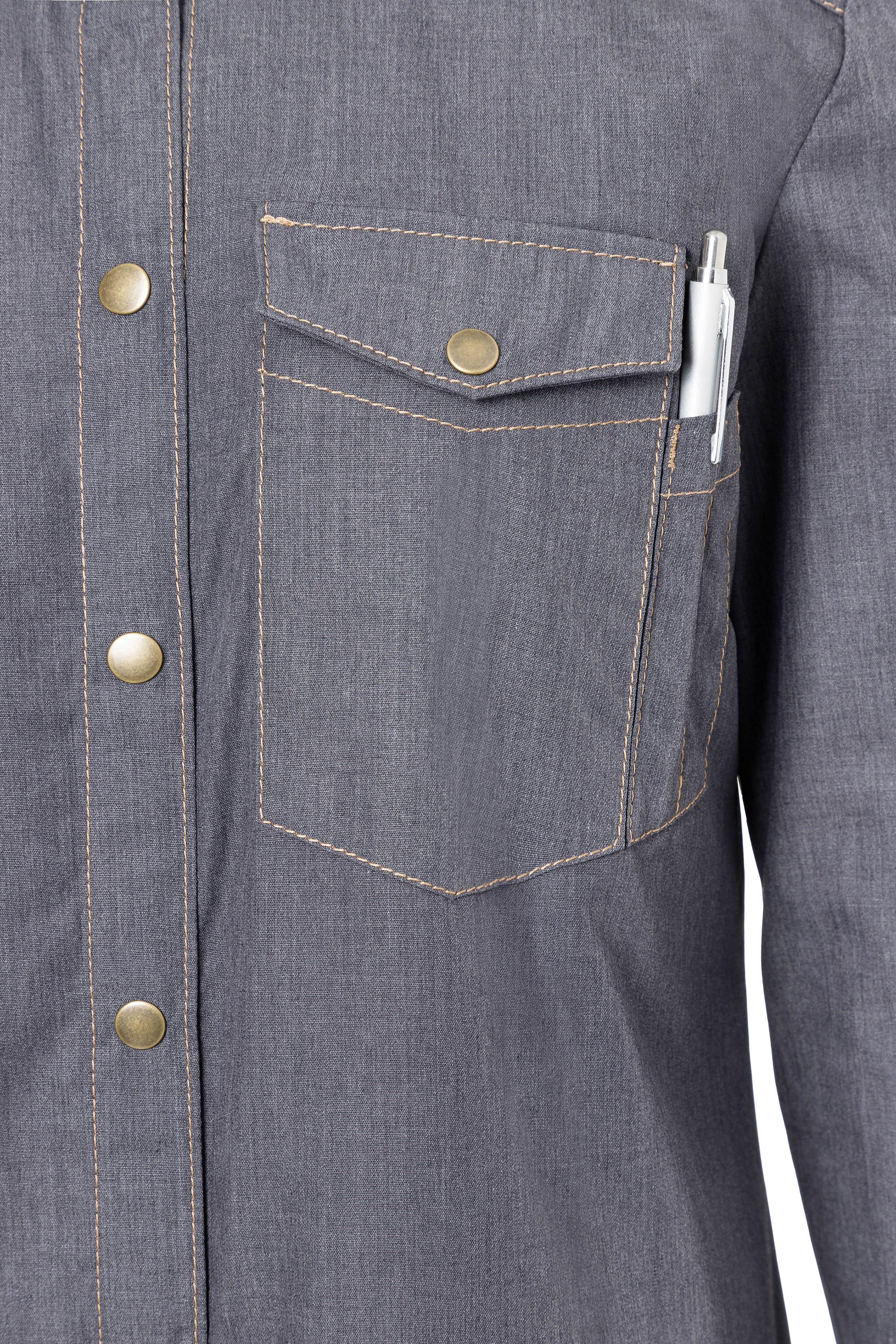 Langarm Damen-Kochhemd Jeans-Style , Slim Fit