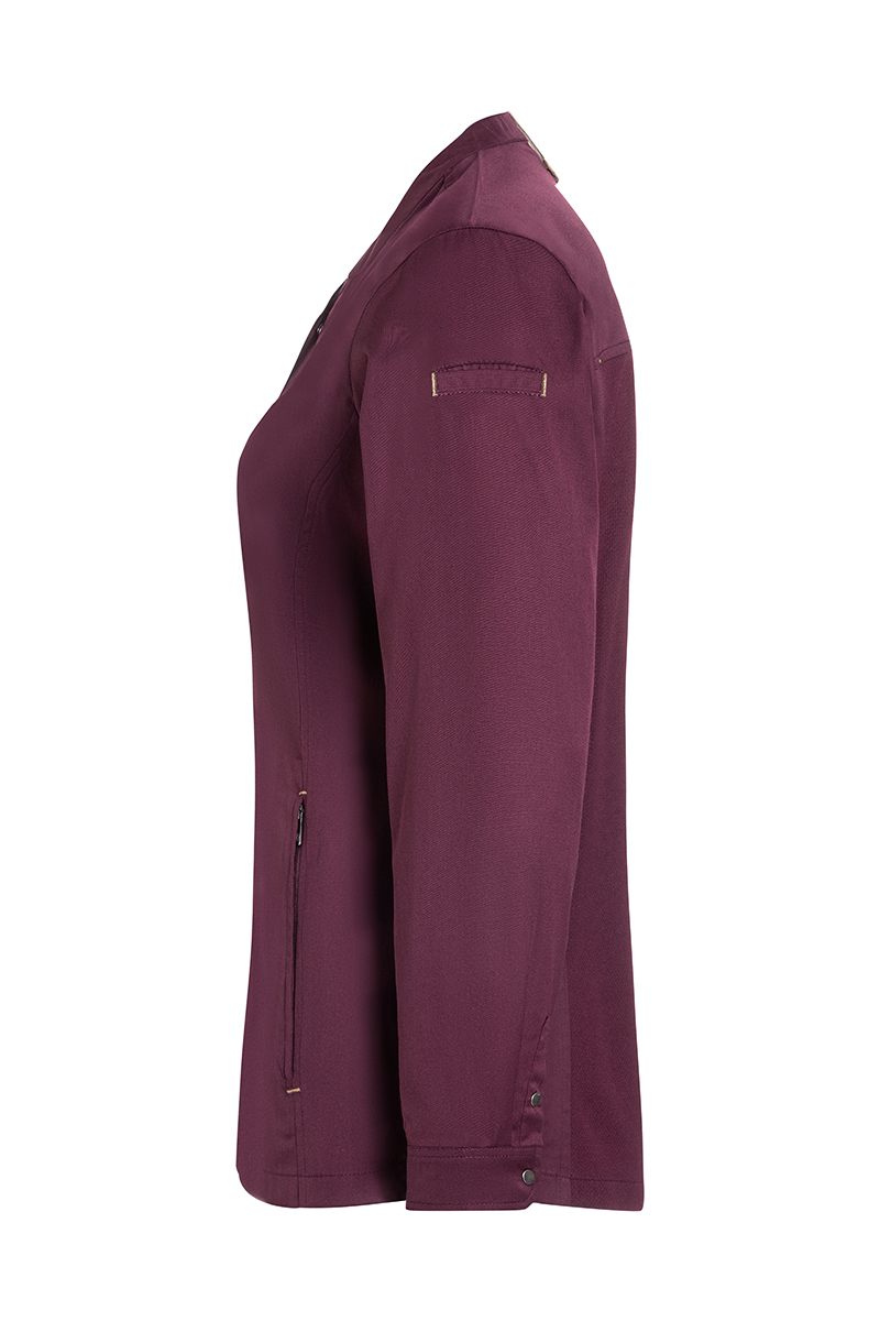 Langarm Damen-Kochjacke Green Generation in aubergine, leicht tailliert