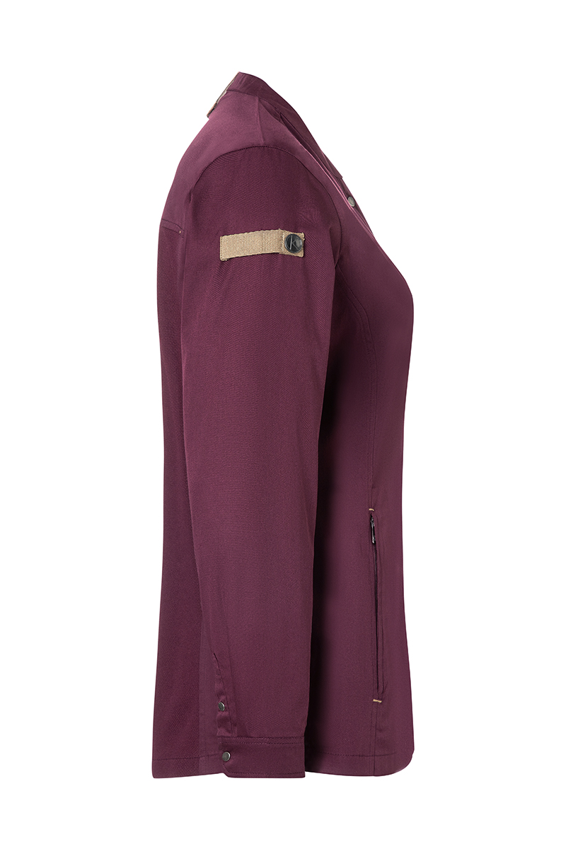 Langarm Damen-Kochjacke Green Generation in aubergine, leicht tailliert