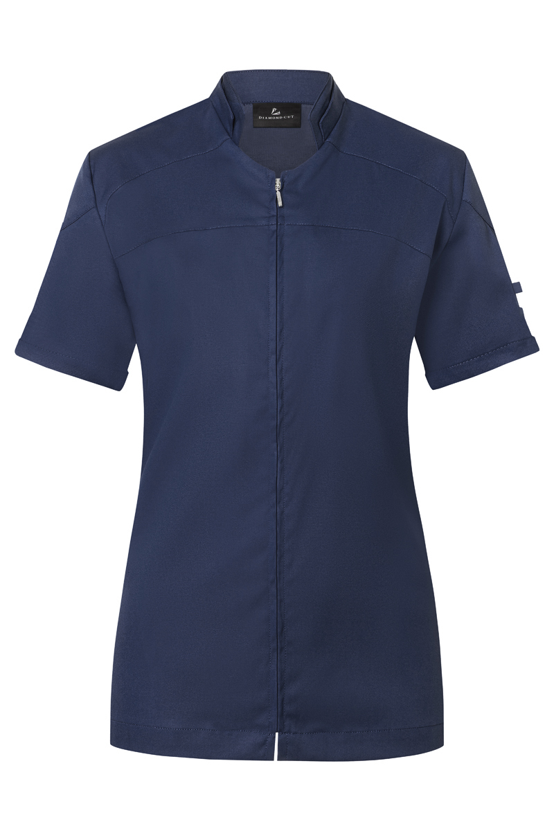 Kurzarm, Stehkragen, Reißverschluss, Dunkelblau, Brusttasche, Navy shirt, Zipper pocket, Short sleeves, Collarless neck, Front zip, Kurzarm-Jacke, Blau, Reißverschluss, Stehkragen, Kittelstoff?