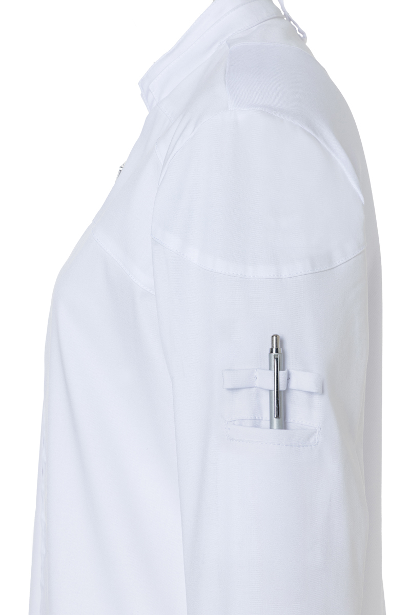white lab coat, pocket pen, long sleeve, collar, stitching detail, white, Laborkittel, Tasche, Stift, Kragen,  Laborkittel, Weiß, Tasche, Stifthalter, lange Ärmel, Arztkittel, Weißer Laborkittel, Stiftschlitz, Stiftschlaufe, Laborkittel