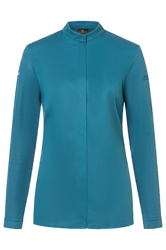 DIAMOND CUT® Langarm Damen-Kochjacke Avantgarde – dunkelpetrol (Front)