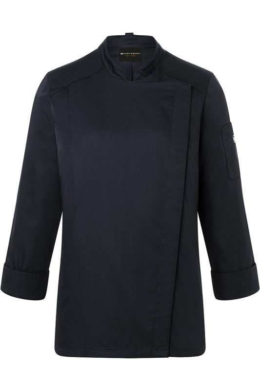 KARLOWSKY Langarm Damen-Kochjacke Naomi – schwarz (Front)